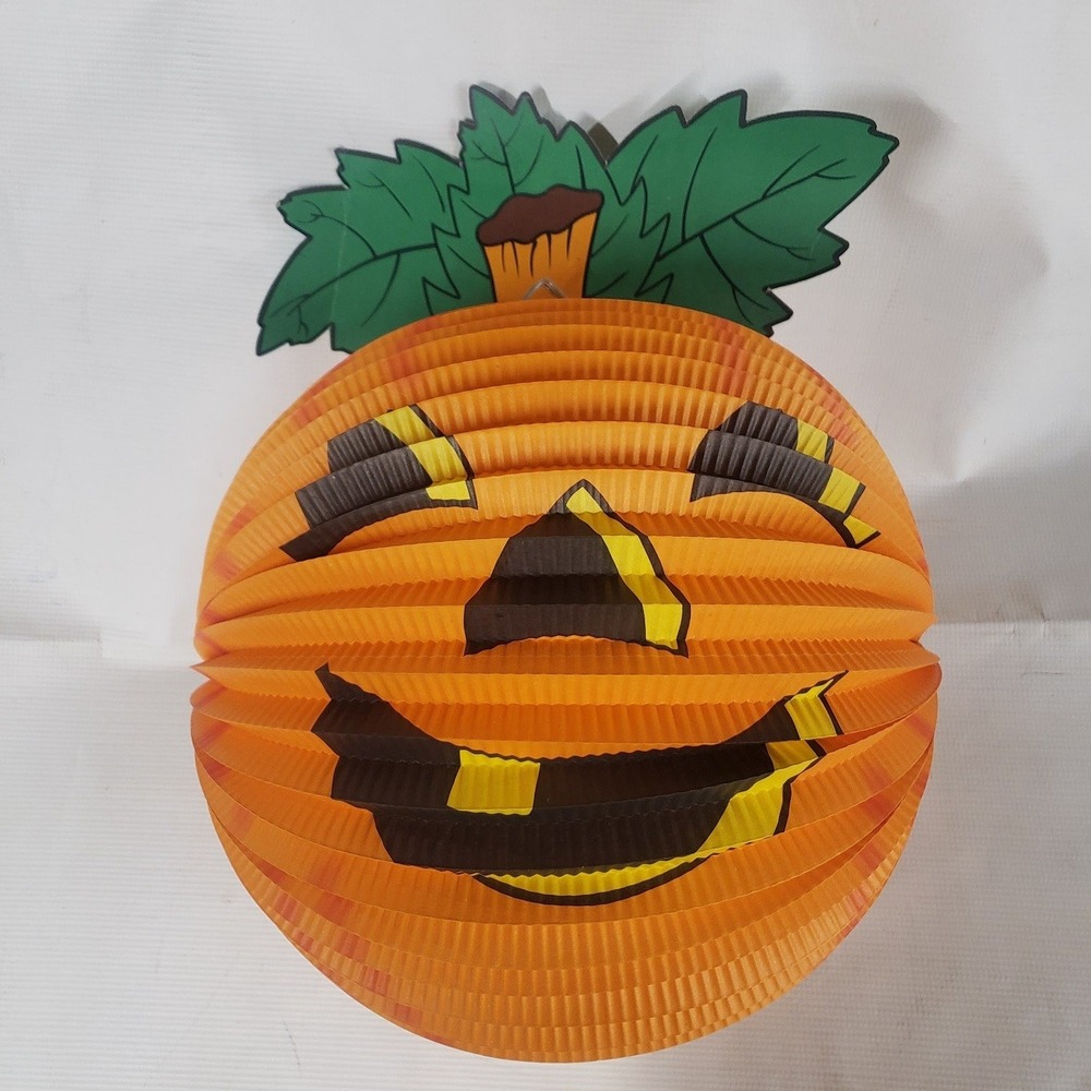 Vintage Halloween Accordion Pumpkin Paper Lantern B Shackman Co 12 inch